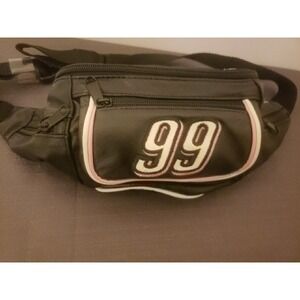 NASCAR Black Leather Fanny Pack #99 Carl Edwards Adjustable Belt Bag Lightweight